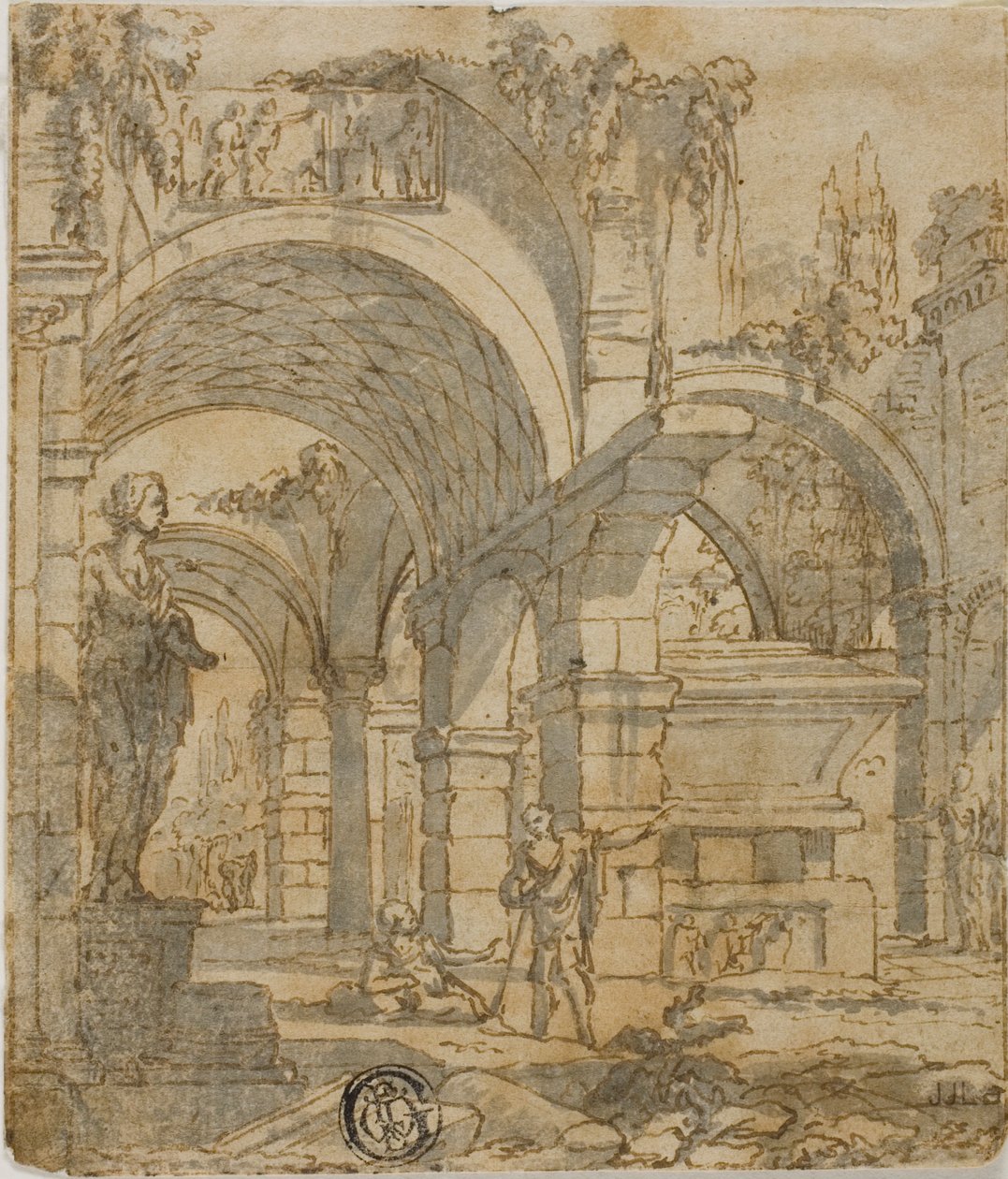 Ruinas romanas y dos figuras de Giovanni Paolo Panini