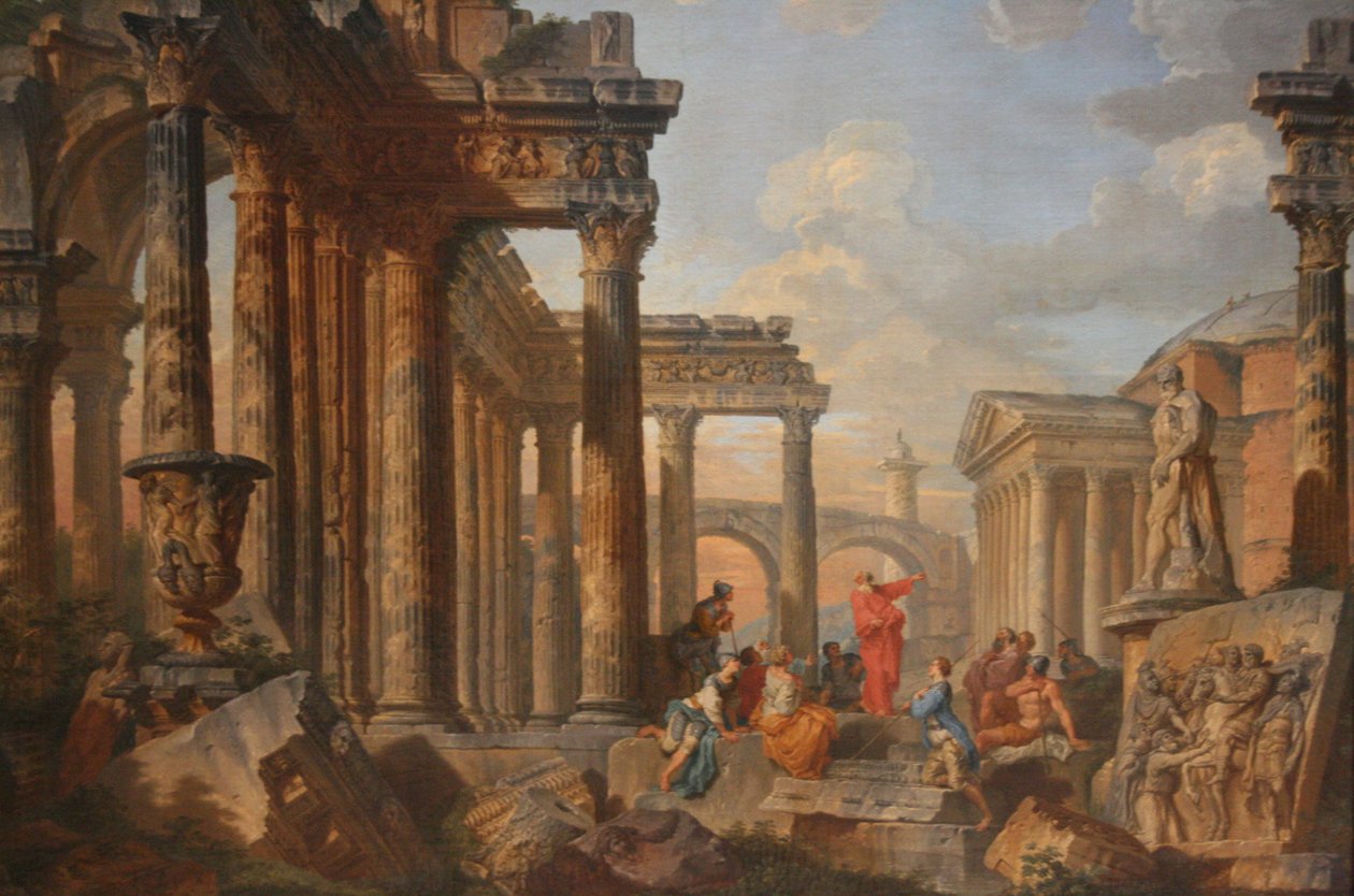 Ruinas Romanas con un Predicador de Giovanni Paolo Panini