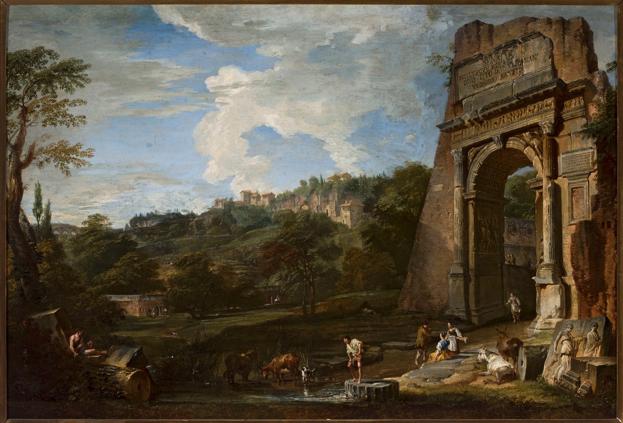 Paisaje con el arco de Tito de Giovanni Paolo Pannini