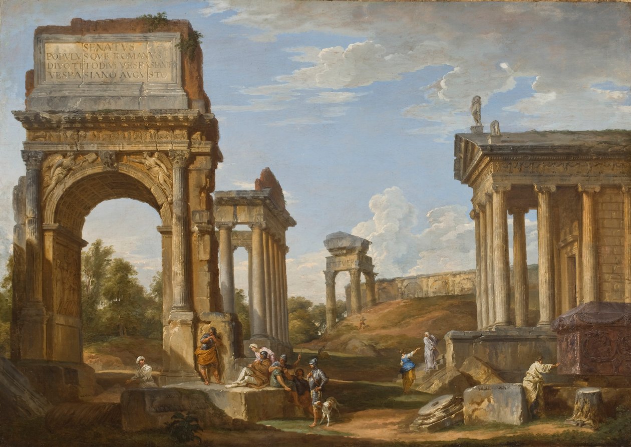 Ruinas romanas con el Arco de Tito, 1734 de Giovanni Paolo Pannini