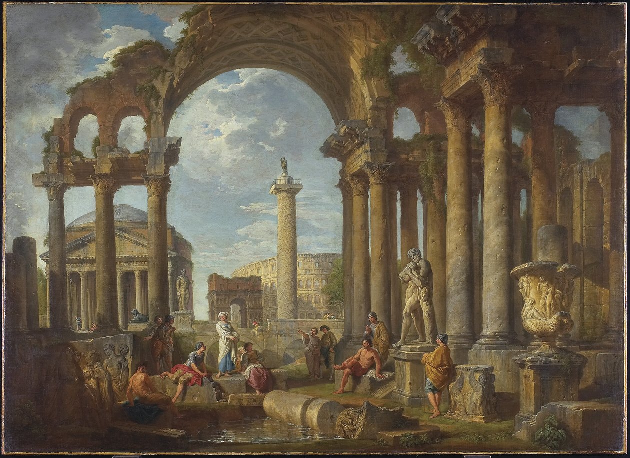 Un Capricho de Ruinas Romanas con el Panteón de Giovanni Paolo Pannini