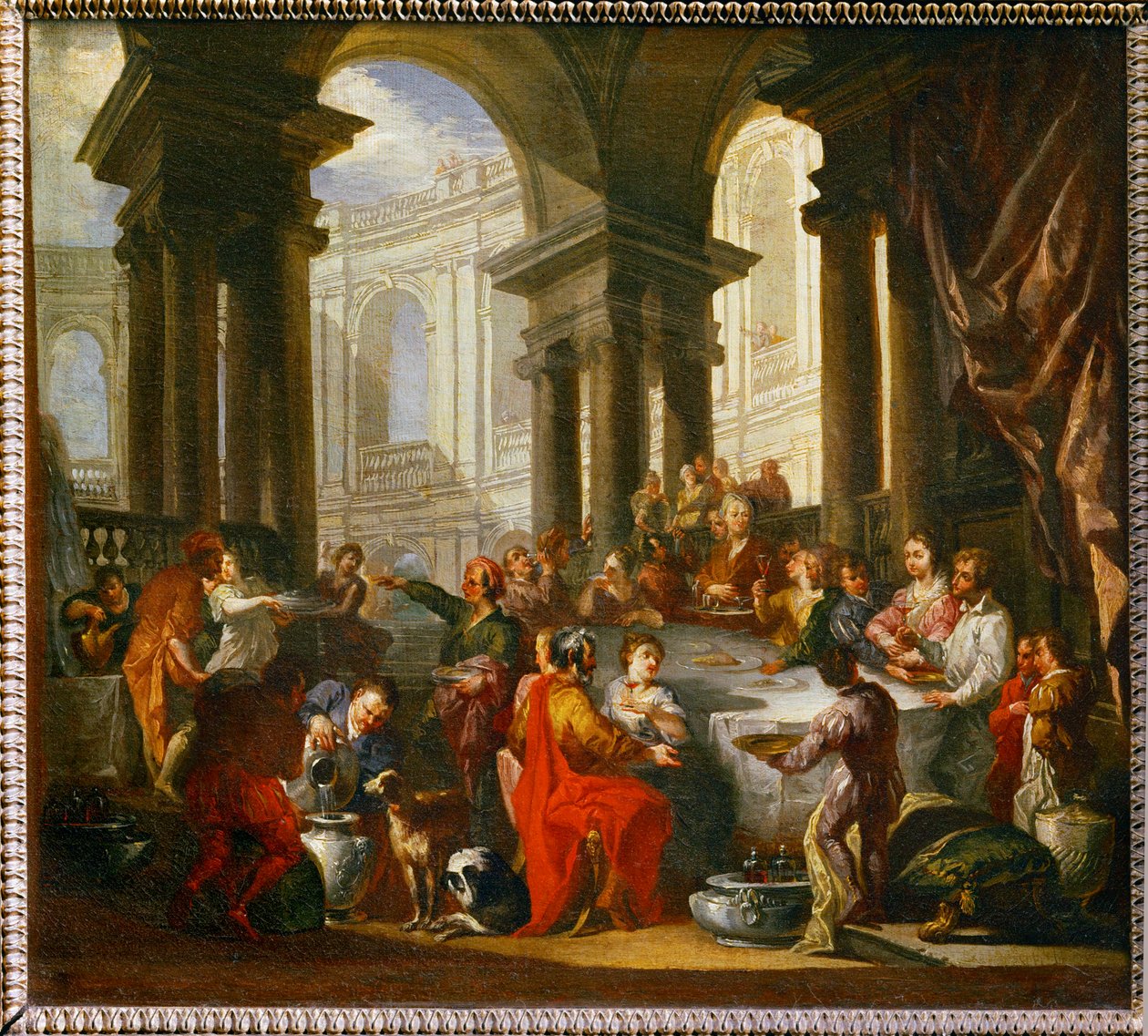 Festín dado bajo un pórtico jónico ... de Giovanni Paolo Pannini or Panini