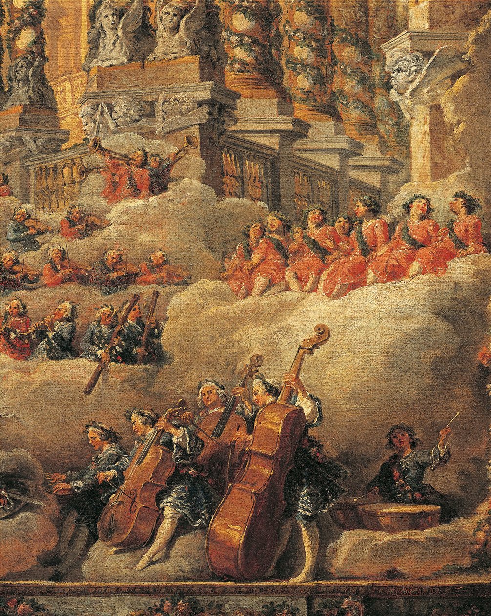 Francia, París, Concierto en Roma con motivo del nacimiento del hijo de Luis XV, primer plano de Giovanni Paolo Pannini