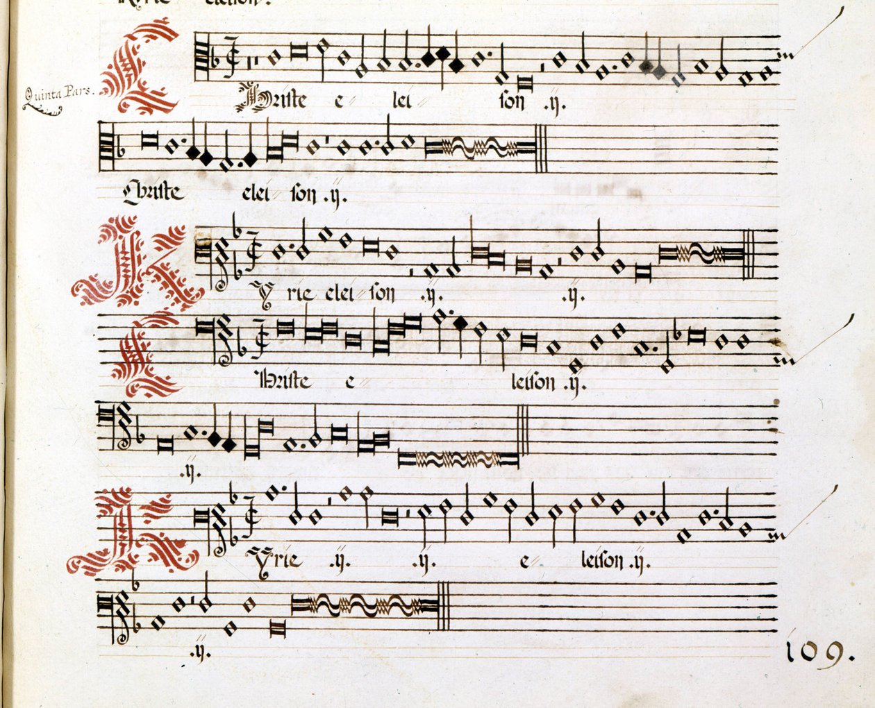 Kyrie manuscrito de las "Misas de Mantua" por Giovanni Pierluigi da Palestrina (1525-1594), compositor italiano de Giovanni Pierluigi da (after) Palestrina