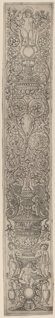 Panel de ornamento: Tres niños soplando cuernos de Giovanni Pietro Birago and Zoan Andrea