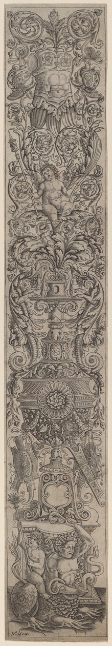 Panel ornamental: Tritón montado por un niño de Giovanni Pietro Birago and Zoan Andrea