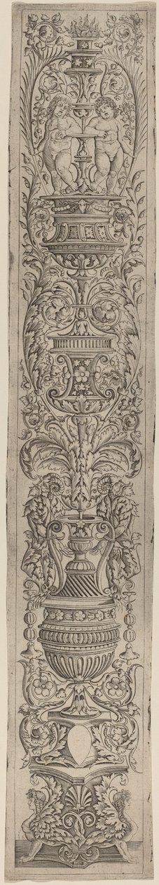 Panel de Ornamento: Dos Esfinges y Dos Niños Sosteniendo Palmas de Giovanni Pietro Birago and Zoan Andrea