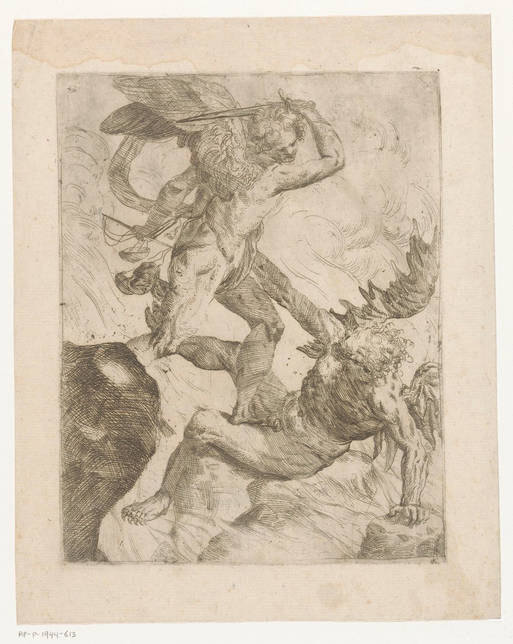 Arcángel Miguel luchando contra el diablo de Giovanni Pietro Possenti