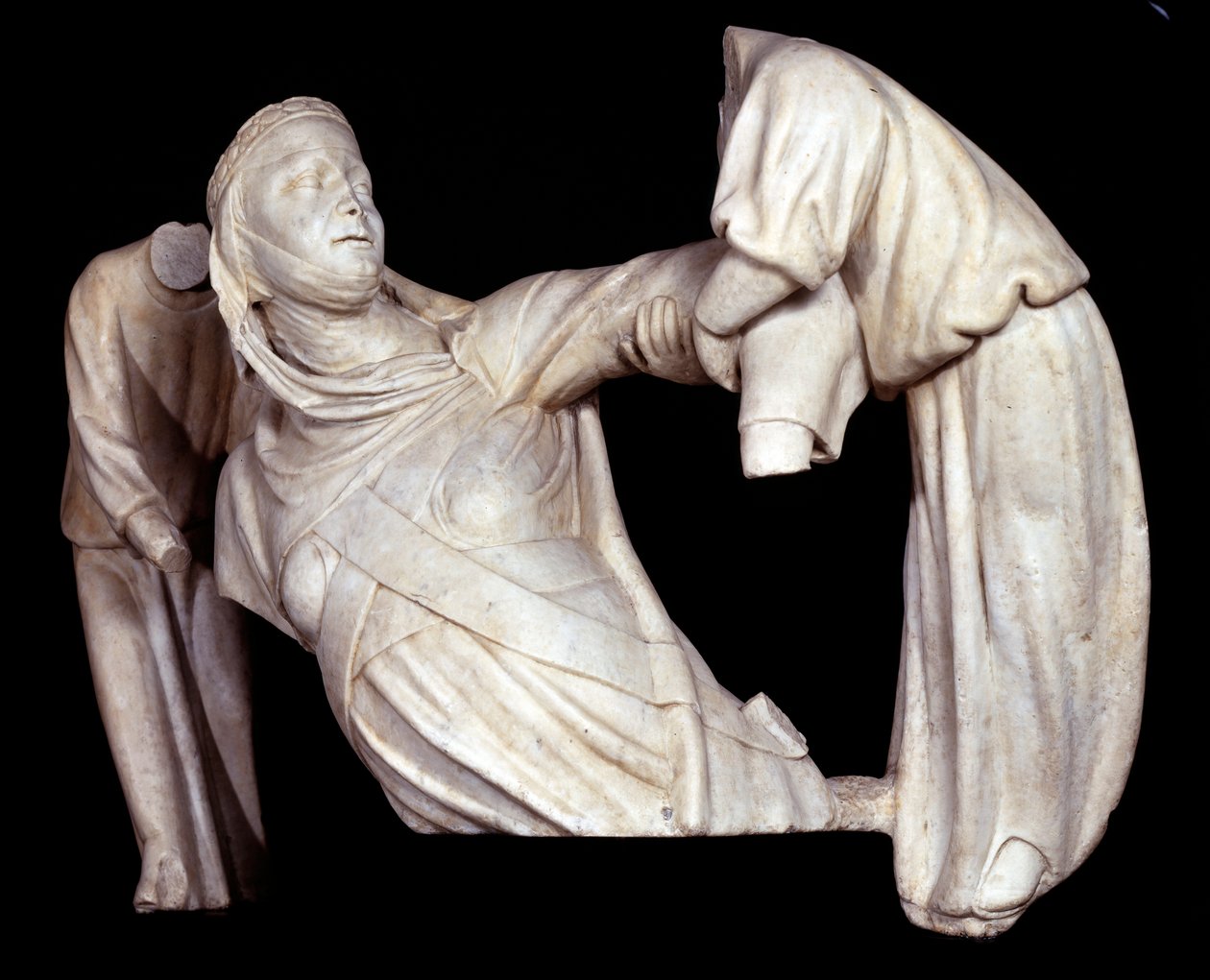 Monumento funerario a Margarita de Brabante elevado en el aire por dos ángeles de Giovanni Pisano