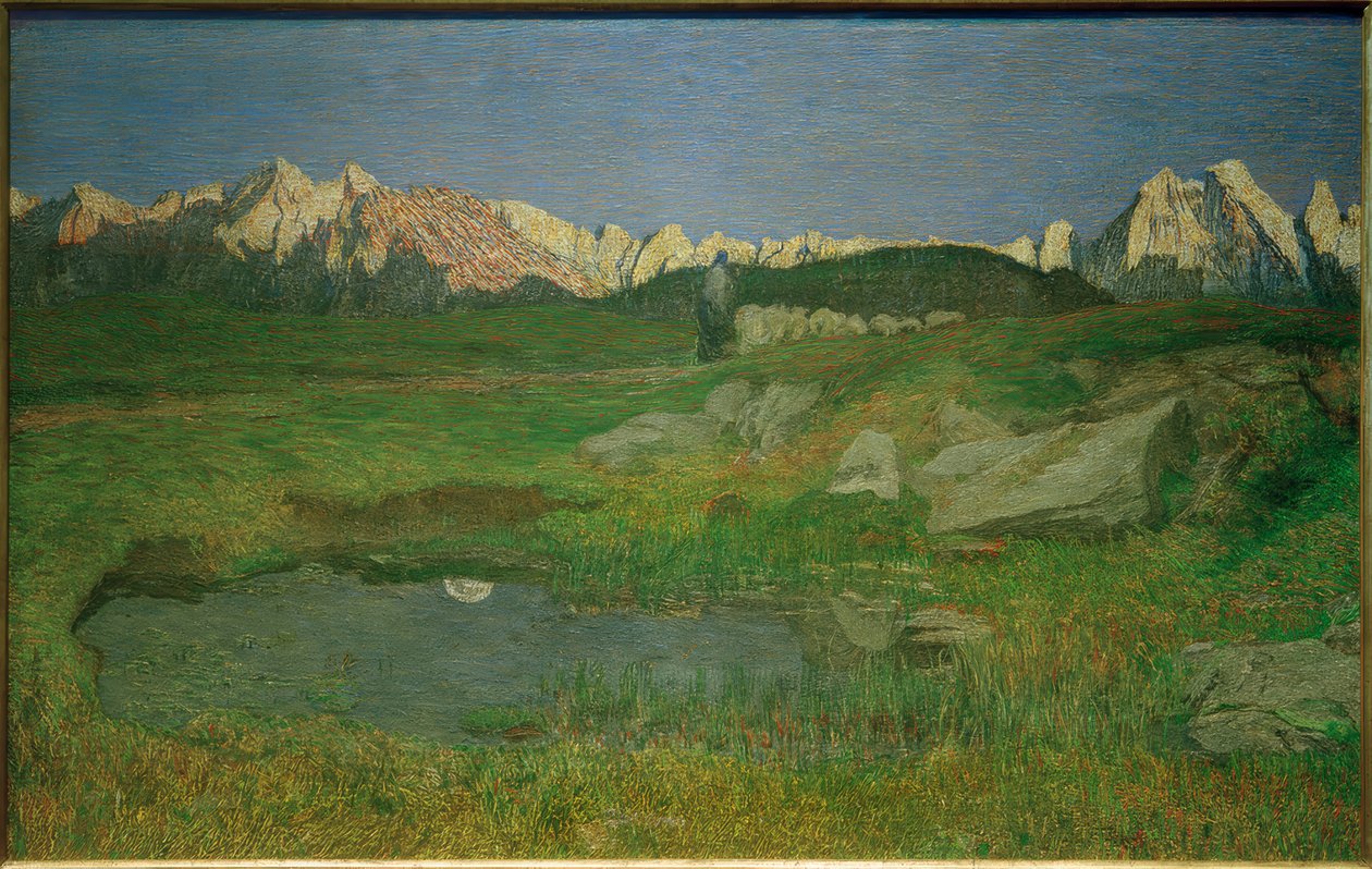 Paisaje alpino al atardecer de Giovanni Segantini