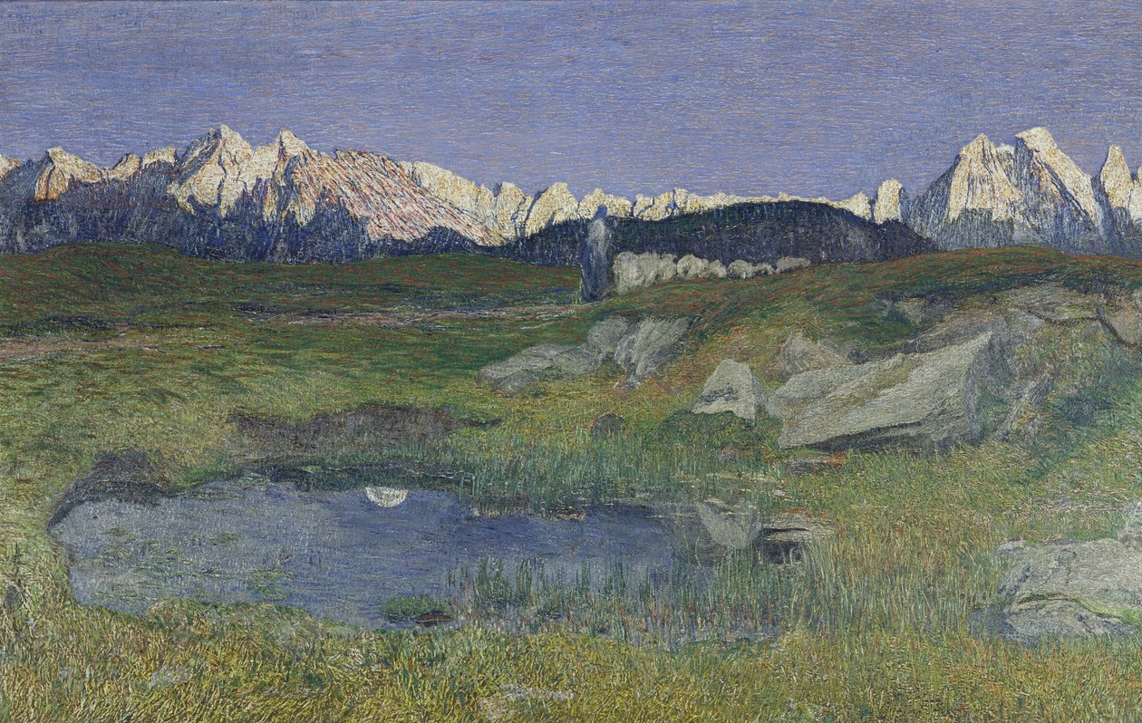 Paisaje alpino al atardecer de Giovanni Segantini