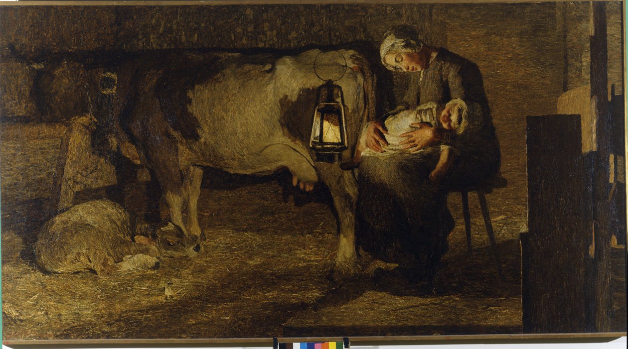 Ambas madres. Pintura de Giovanni Segantini (1858 - 1899). 1889. Civica Galleria d