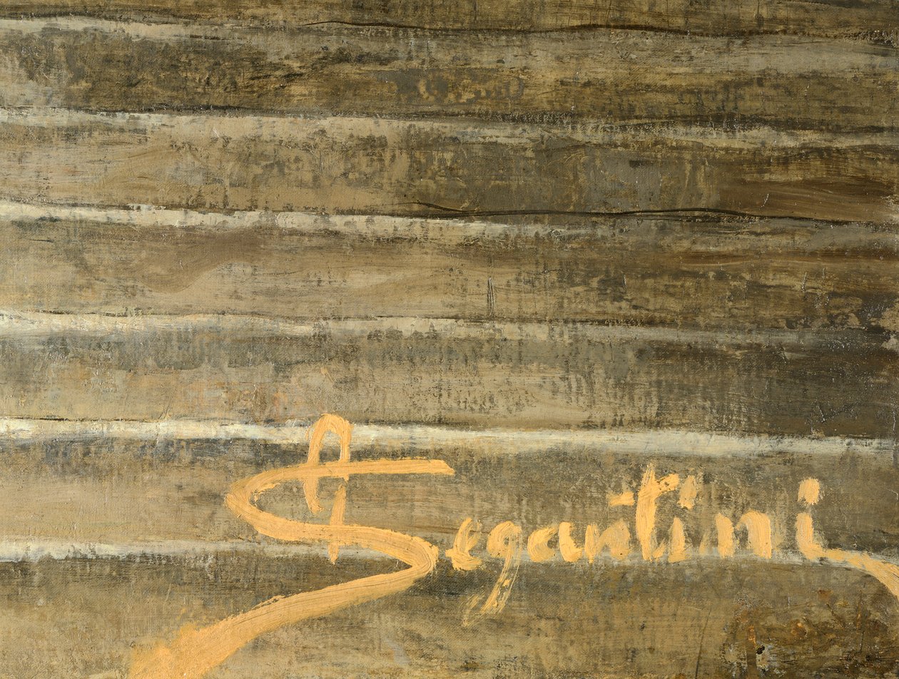 Firma del pintor, (detalle) mostrando primero, por Giovanni Segantini (1858-1899) de Giovanni Segantini