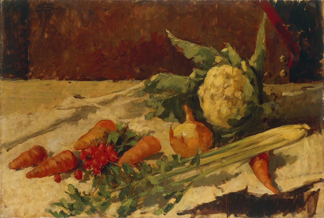 Naturaleza Muerta con Zanahorias de Giovanni Segantini