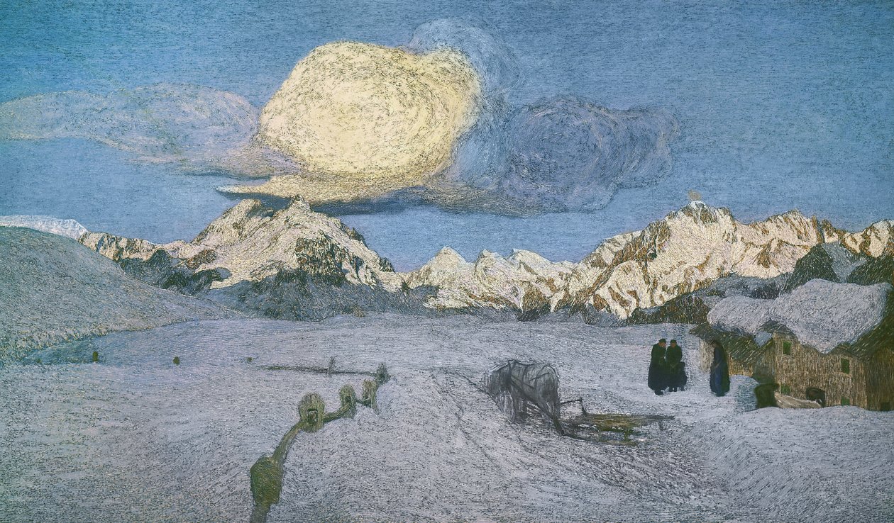 Tríptico de los Alpes, muerte, ca 1898, por Giovanni Segantini de Giovanni Segantini
