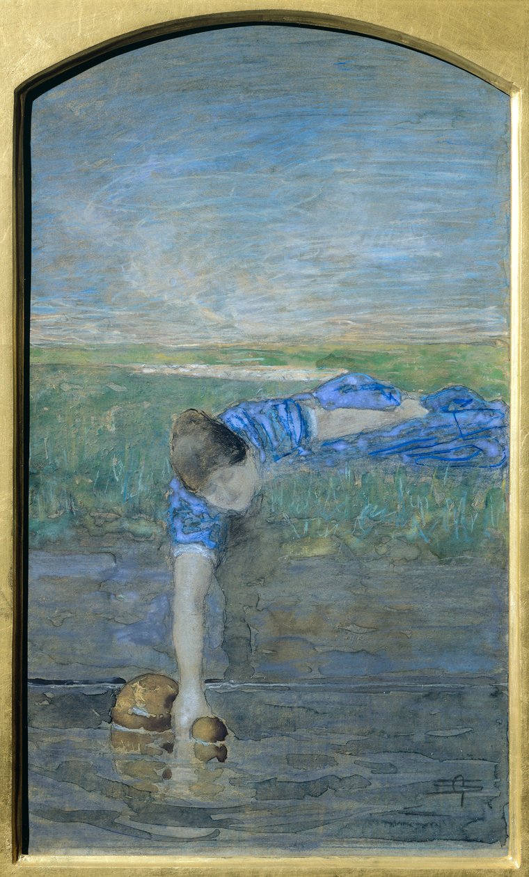 Mujeres en el río, por Giovanni Segantini (1858-1899) de Giovanni Segantini