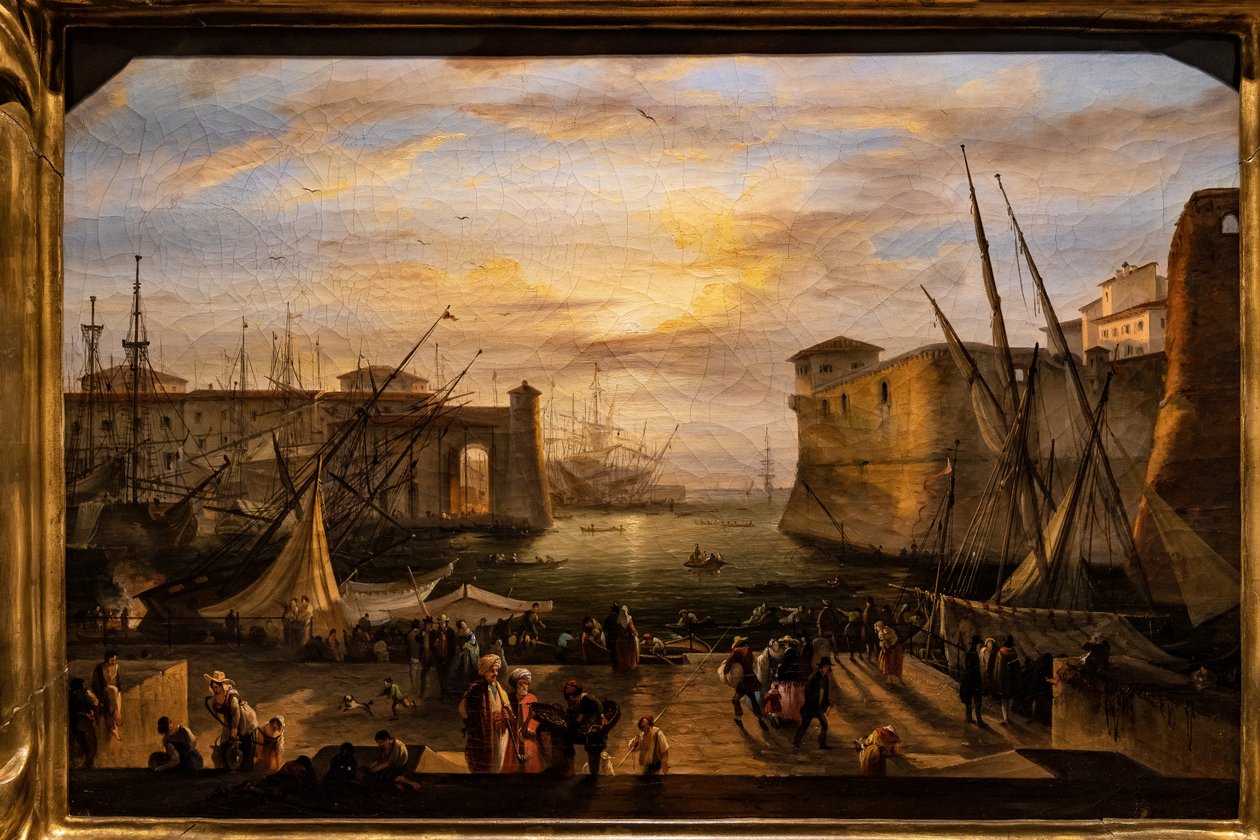 La Marina de Livorno y la Fortaleza de los Medici al fondo de Giovanni Signorini