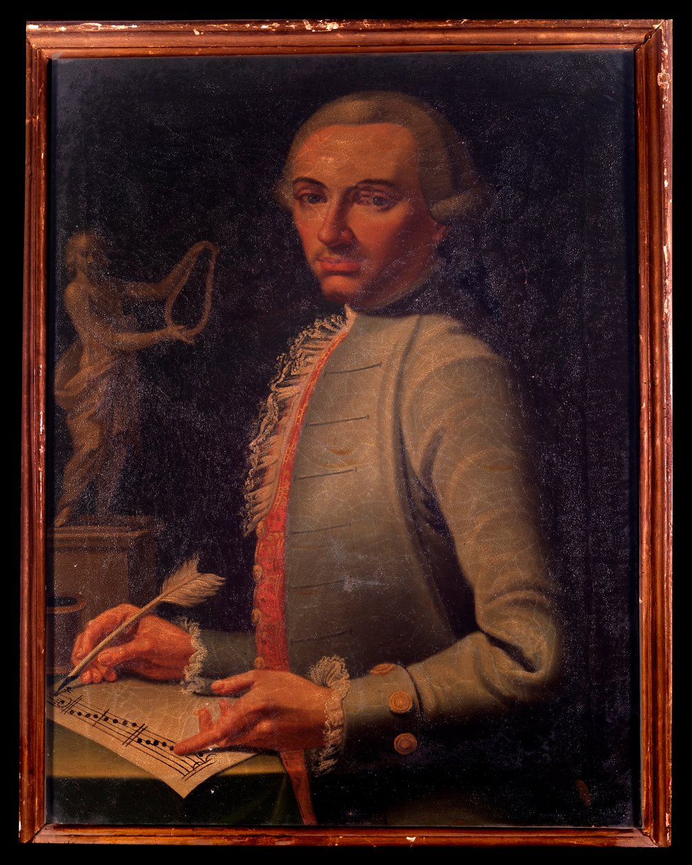 Retrato del compositor y arpista austriaco Christian Joseph Lidarti (1730-1793) Pintura de Giovanni Stella. Siglo XVIII. Bolonia, Civico museo Museo Bibliografico de Giovanni Stella