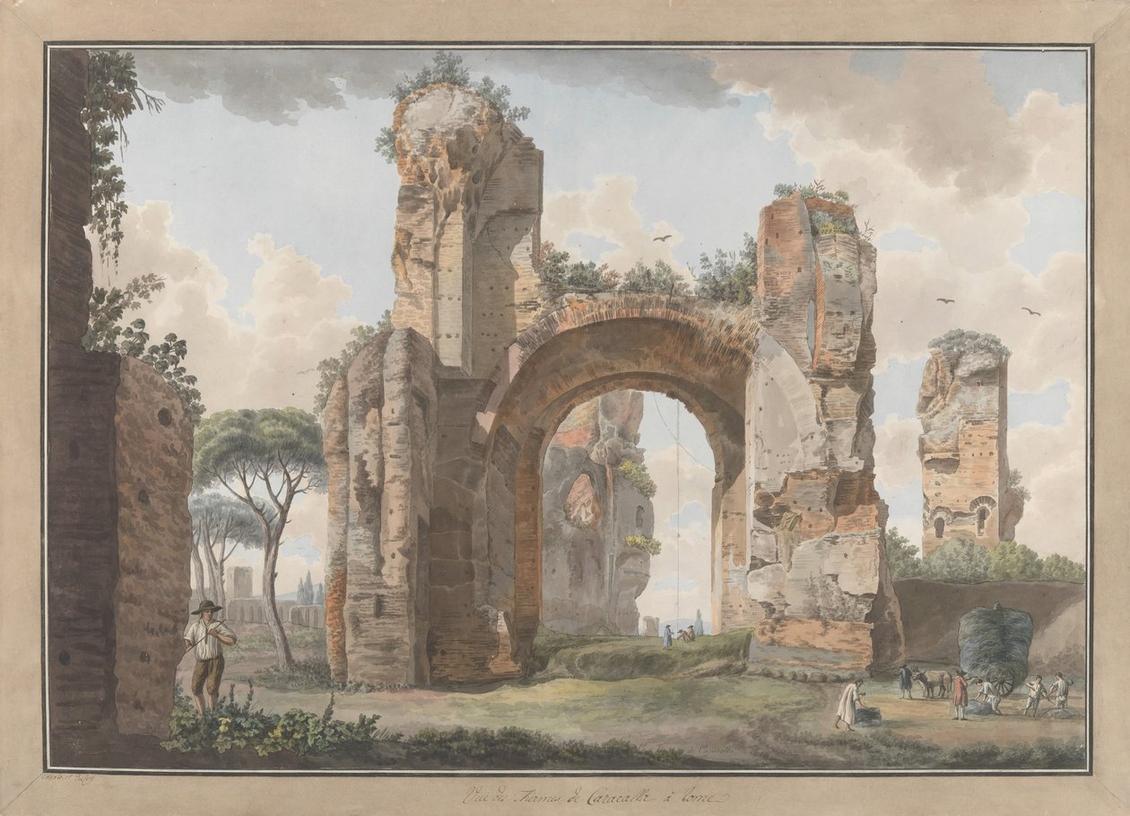 Interior de los Baños de Caracalla de Giovanni Volpato, Louis Ducros