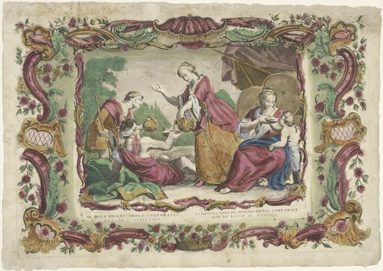 Lavanda de Dorstigen tercero obra de misericordia corporal / Obra de misericordia corporal posterior (...) (título sobre objeto) De spirituele werken van barmhartigheid (título de la serie) de Giovanni Volpato