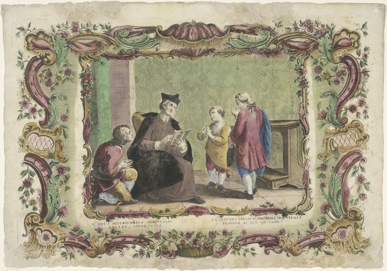 Enseñando a los ignorantes II opus misericordiae spiritualis / La segunda obra de misericordia espiritual (...) (título sobre el objeto) Las obras espirituales de misericordia (título de la serie) de Giovanni Volpato