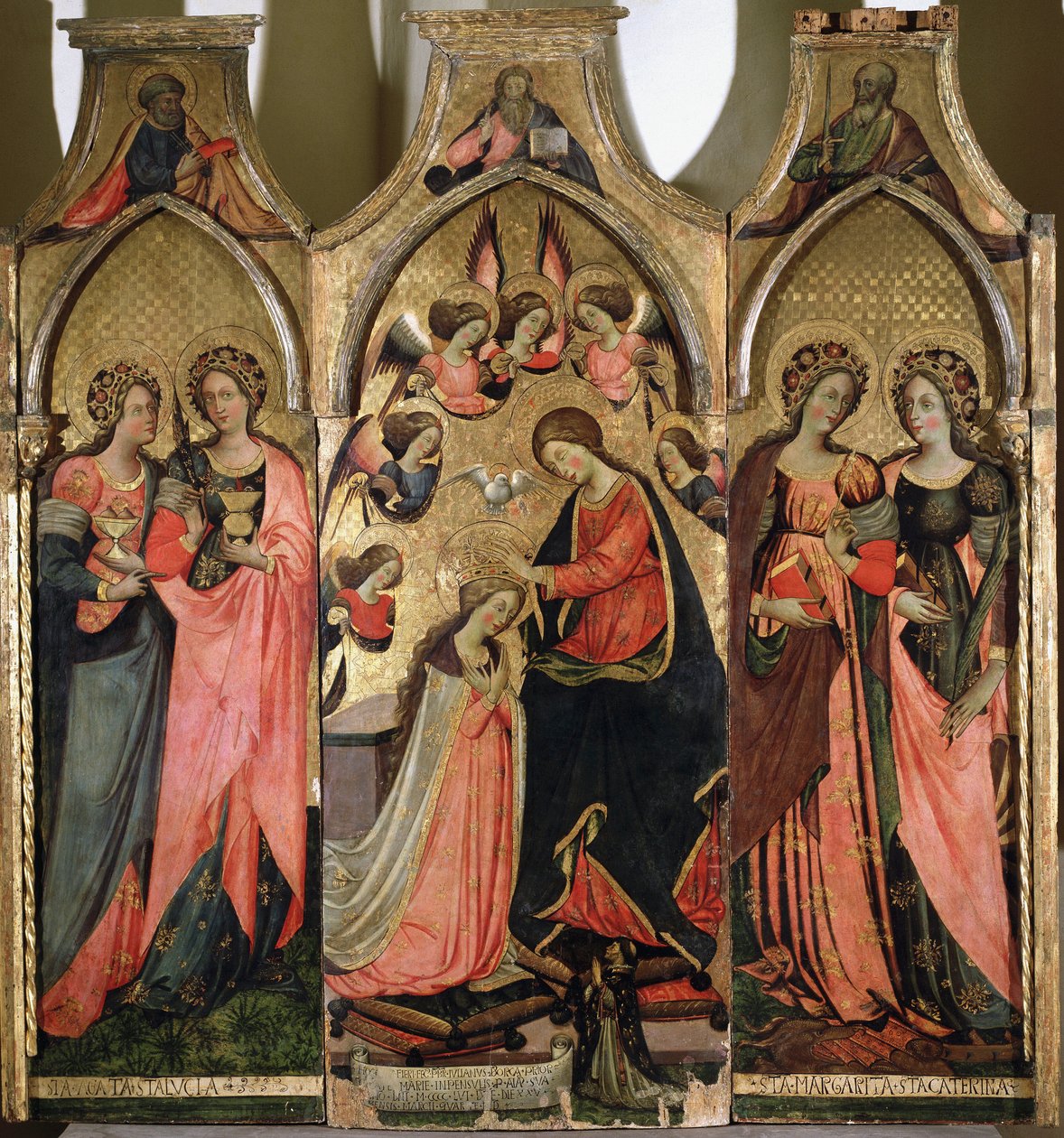Tríptico de la Coronación de la Virgen - Pintura de Giovanni da Gaeta (activo hacia 1449-1472) Siglo XV Gaeta, museo diocesano de Giovanni da Gaeta
