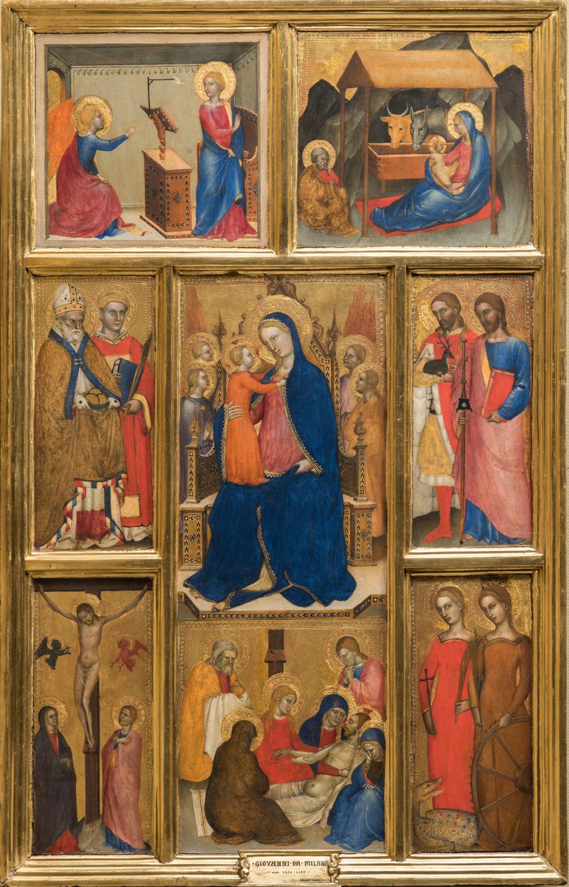 Italiano:  Polittico con Madonna con Bambino Madonna and Child with Saints de Giovanni da Milano