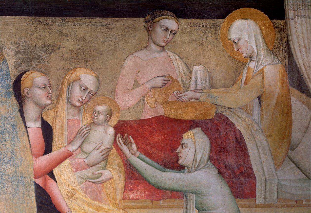 La vida de la Virgen: el nacimiento de María (detalle) de Giovanni da Milano