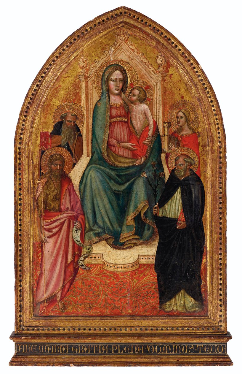 La Virgen y el Niño entronizados con los santos Bárbara, Domingo, Juan Bautista y Antonio Abad de Giovanni dal Ponte
