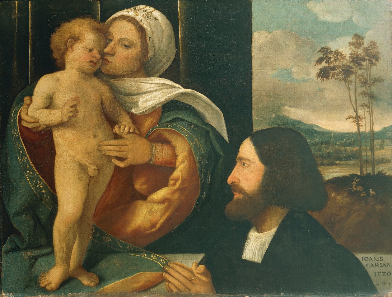 Virgen con el Niño y la devota, de Giovanni Cariani (nacido entre 1485 y 1490 - fallecido después de 1547) de Giovanni de Busi Cariani