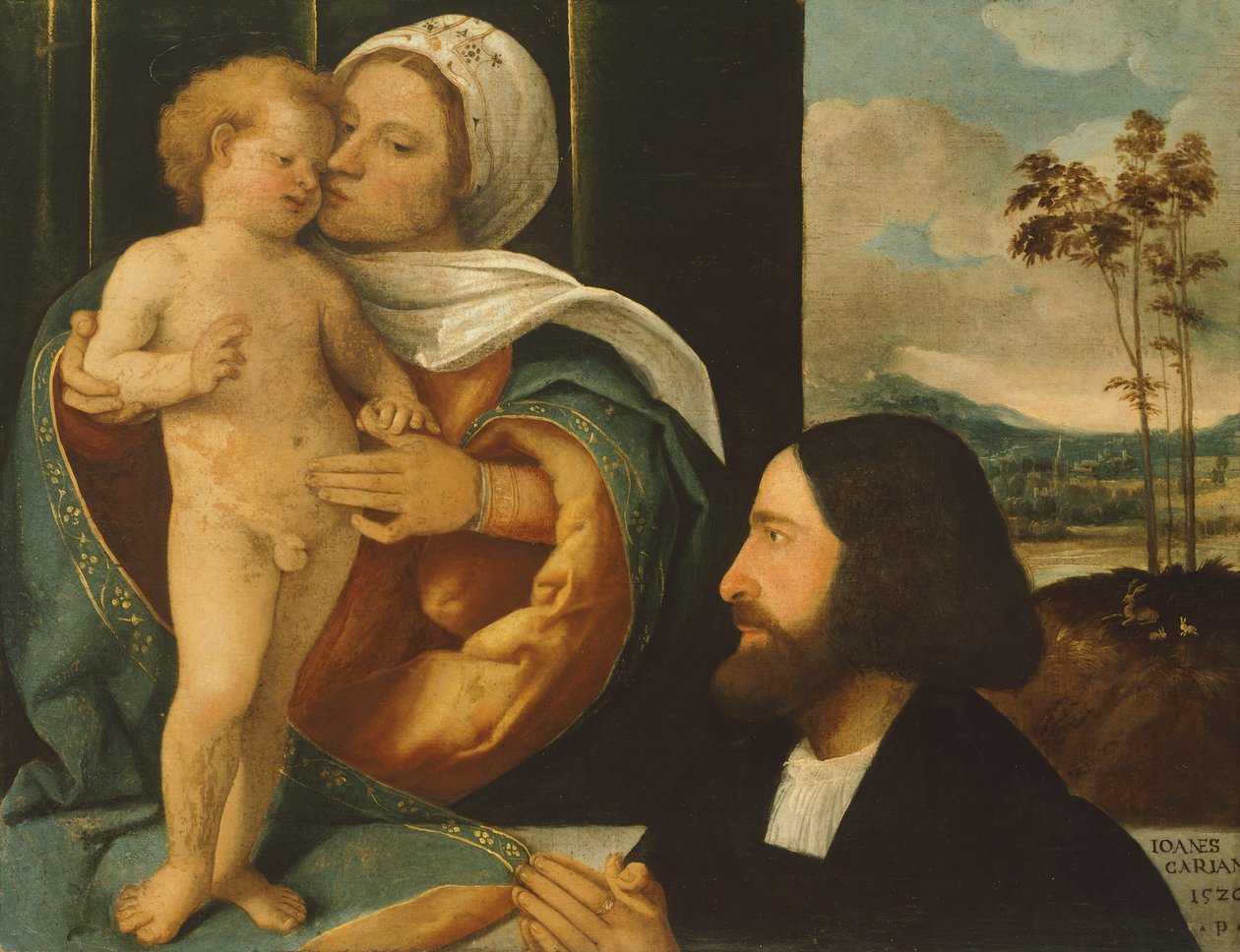 Virgen con el Niño y la devota, de Giovanni Cariani (nacido entre 1485 y 1490 - fallecido después de 1547) de Giovanni de Busi Cariani