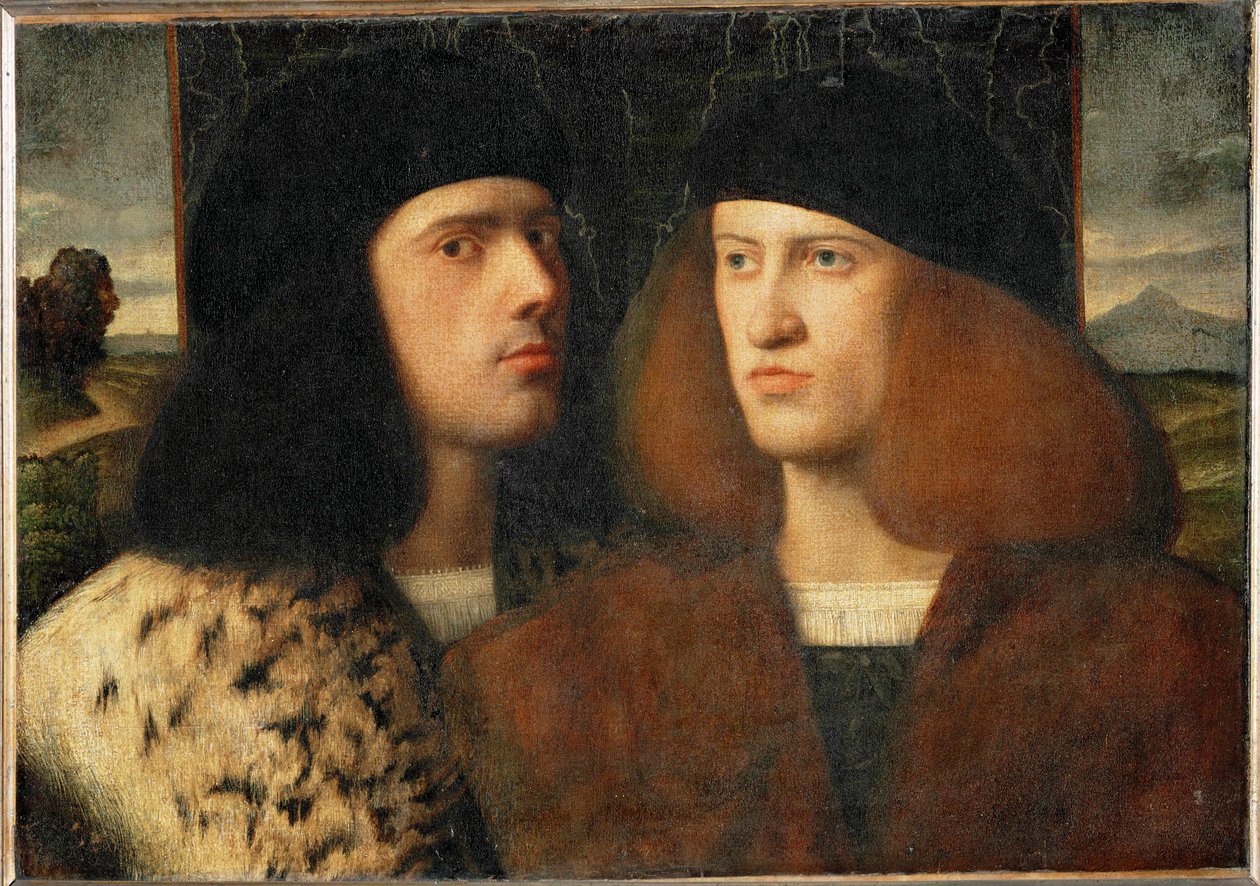 Dos jóvenes, posiblemente Giovanni y Gentile Bellini ... de Giovanni de Busi Cariani