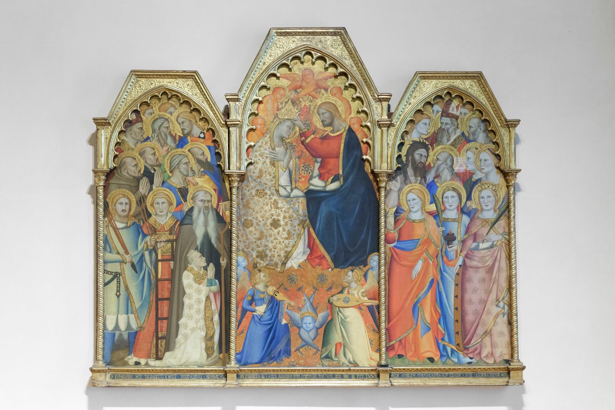 Coronación de la Virgen y los Santos, finales del siglo XIV (pintura sobre madera) de Giovanni del Biondo dal Casentino