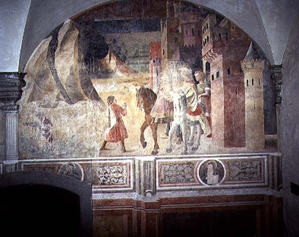 San Benito dejando su hogar (detalle) de Giovanni di Consalvo (attr. to)