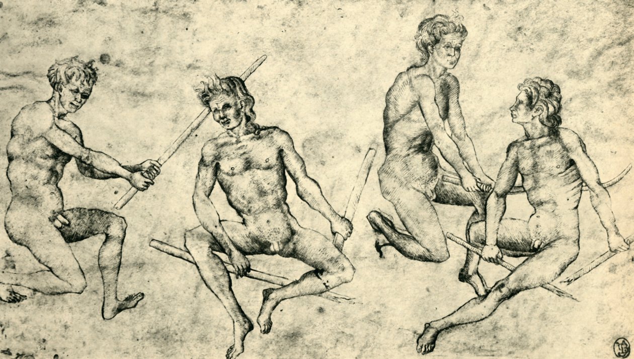 Cuatro hombres desnudos, mediados-finales del siglo XV de Giovanni di Paolo