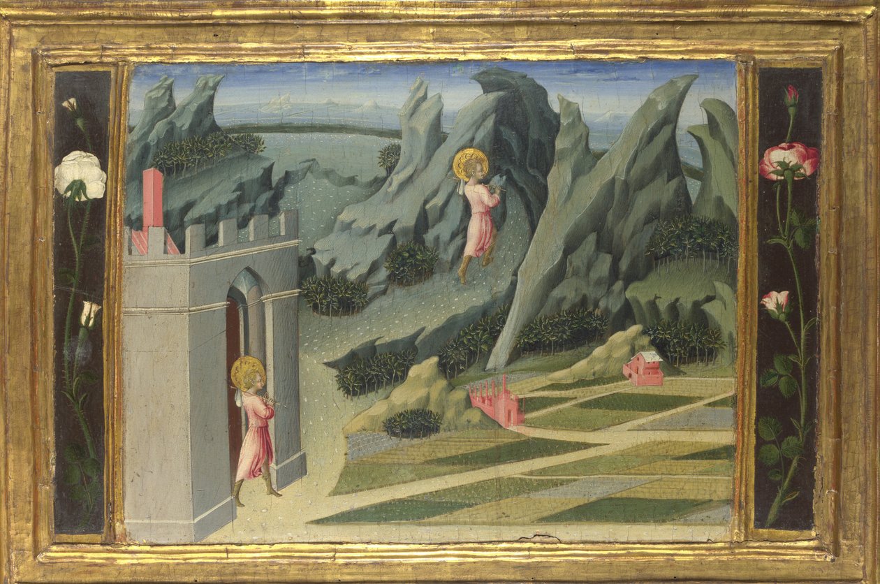 San Juan Bautista retirándose al desierto Predella Panel, 1454 de Giovanni di Paolo