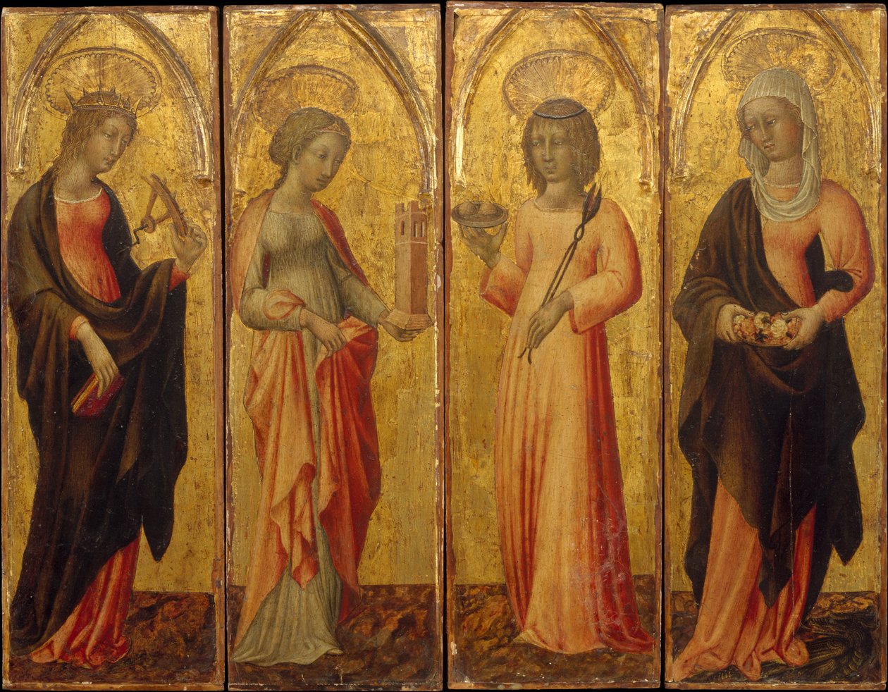 Santas Catalina de Alejandría, Bárbara, Águeda y Margarita de Giovanni di Paolo