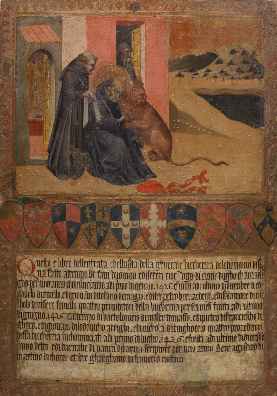 San Jerónimo sacando una espina de la pata del león de Giovanni di Paolo
