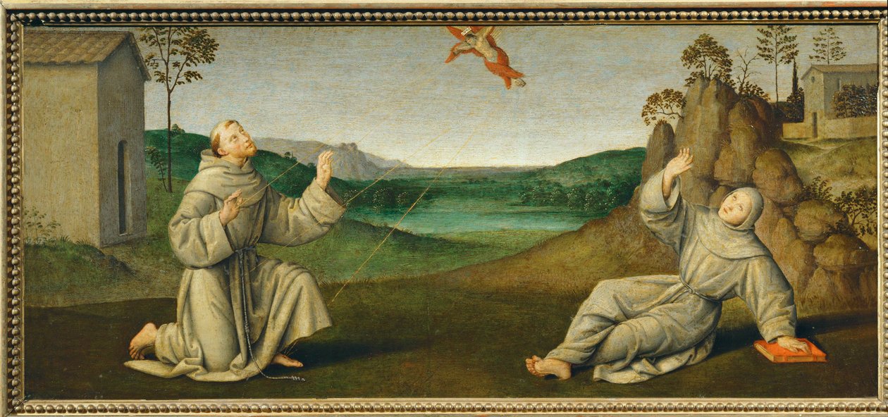 San Francisco de Asís recibe los estigmas ... de Giovanni di Pietro (c.1450 1529) (studio of)