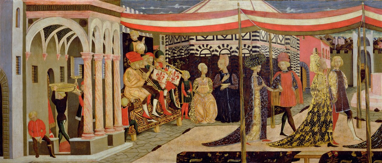 Frontal del Cassone Adimari (detalle de la sección izquierda) de Giovanni di Ser Giovanni