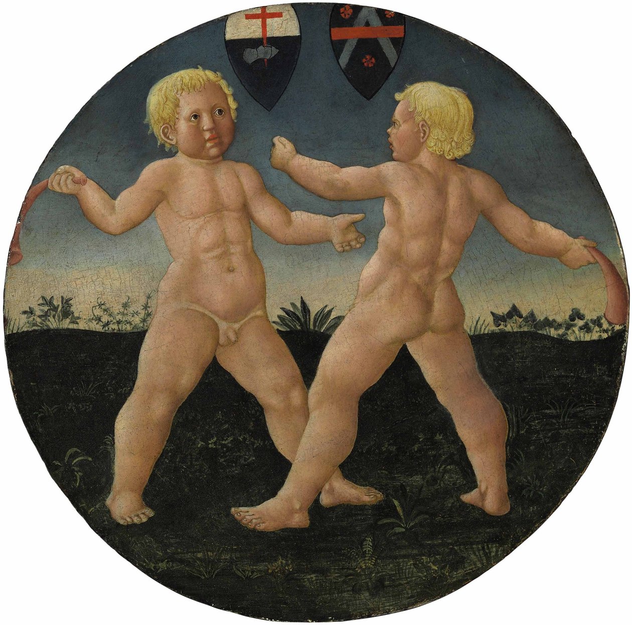 Desco da parto: Dos niños jugando de Giovanni Di Ser Giovanni Guidi