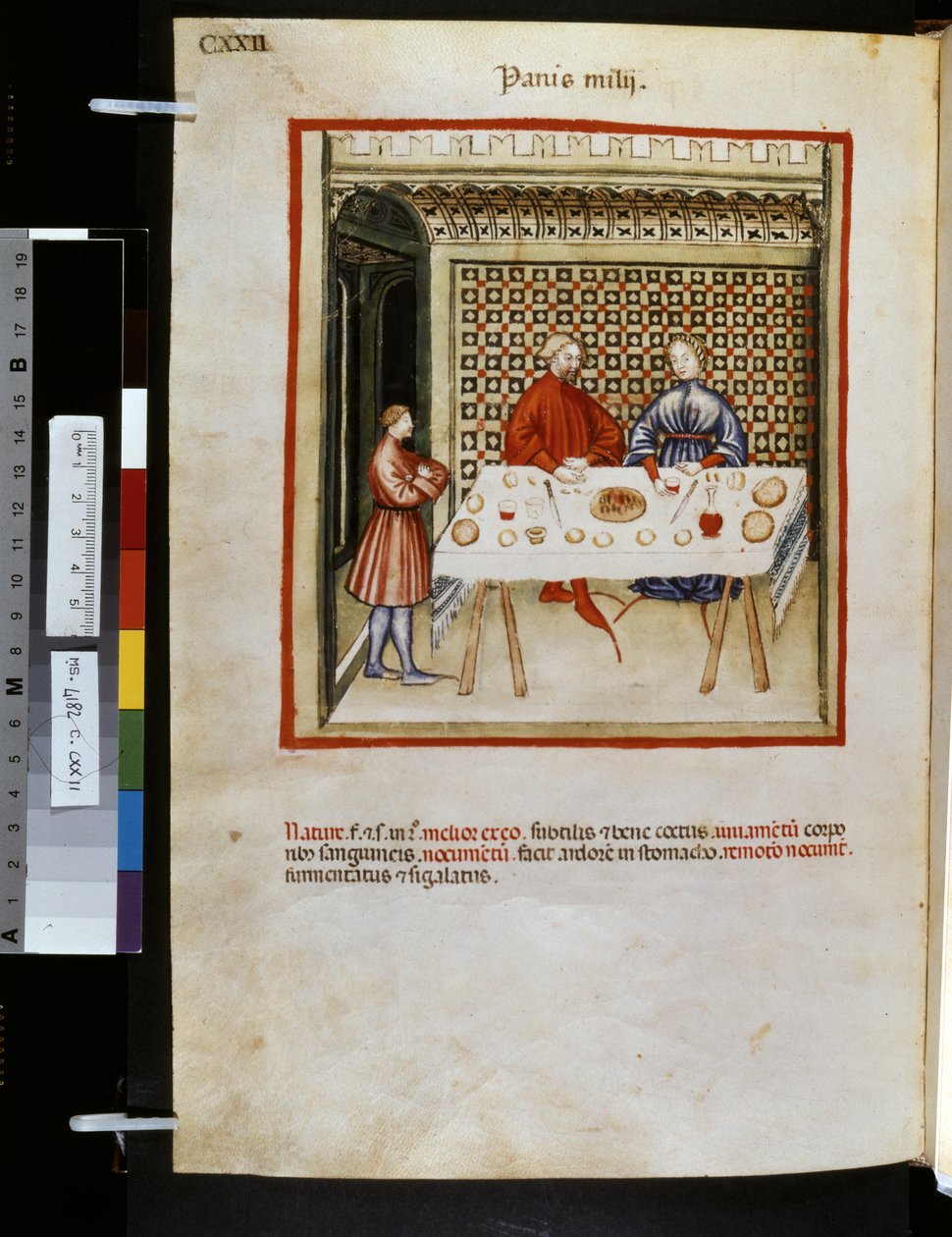 Theatrum sanitatis de Ububchasym de Baldach: "Panis Milij", primera década del siglo XIV (miniatura) de Giovannino de