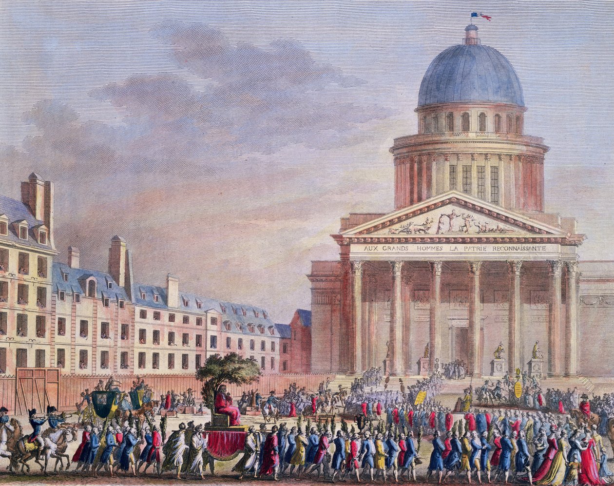 Apoteosis y Procesión Fúnebre de Jean-Jacques Rousseau (1712-78) al Panteón, París, 21 de octubre de 1794 de Karl Girardet