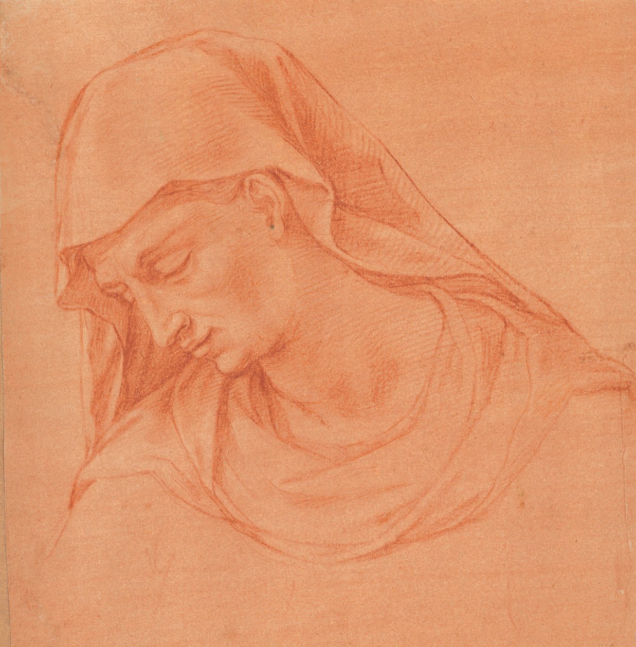 Cabeza de una mujer de luto en perfil hacia la izquierda, ca. 1575-80 de Girolamo Macchietti