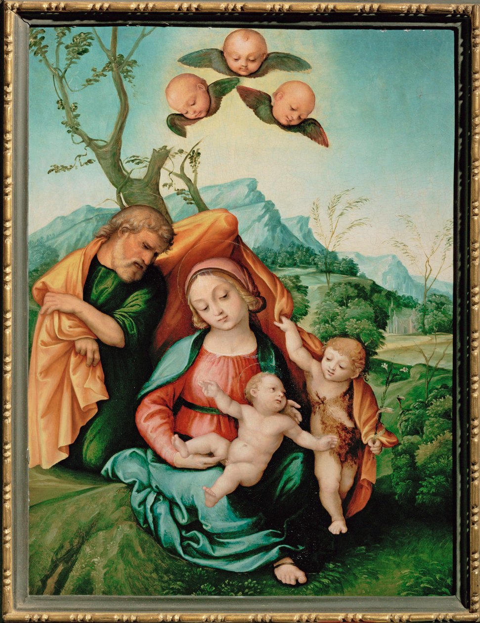 Sagrada Familia (pintura sobre madera) de Girolamo Marchesi da Cotignola
