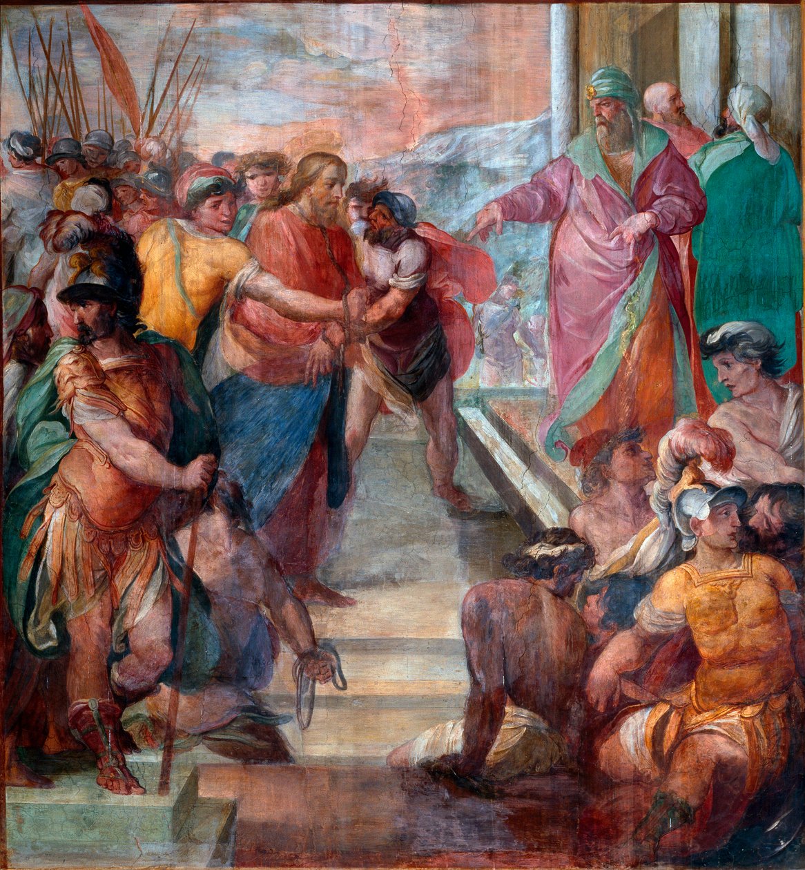Cristo es conducido ante Caifás Detalle de uno de los frescos de la Pasión de Cristo realizado por Girolamo Massei (1540-1614) 1594-1600 Roma, Santa Prassede de Girolamo Massel