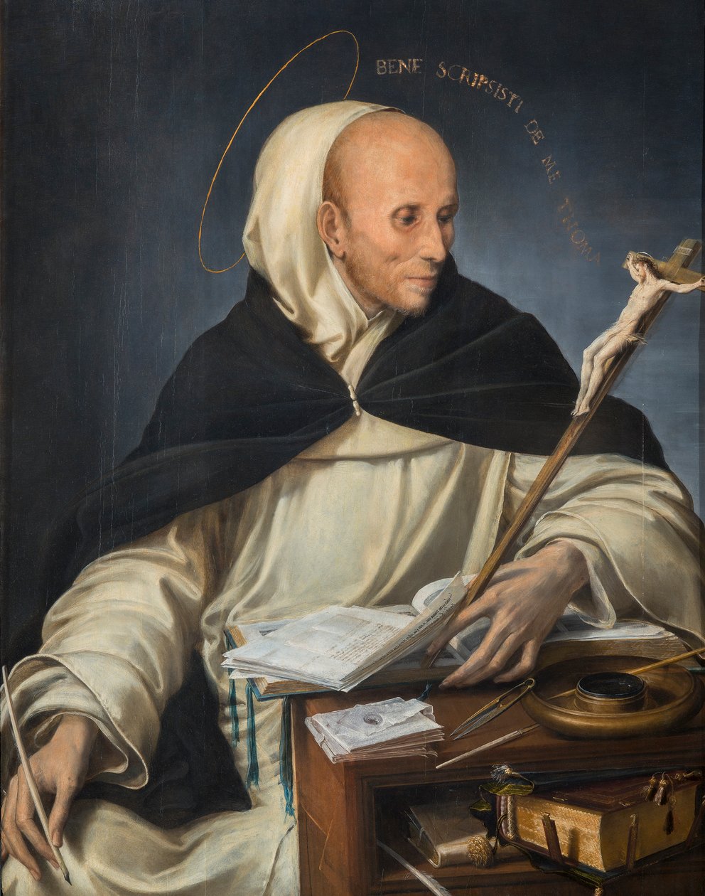 Retrato de un fraile vestido como Santo Tomás de Aquino de Girolamo Mazzola Bedoli