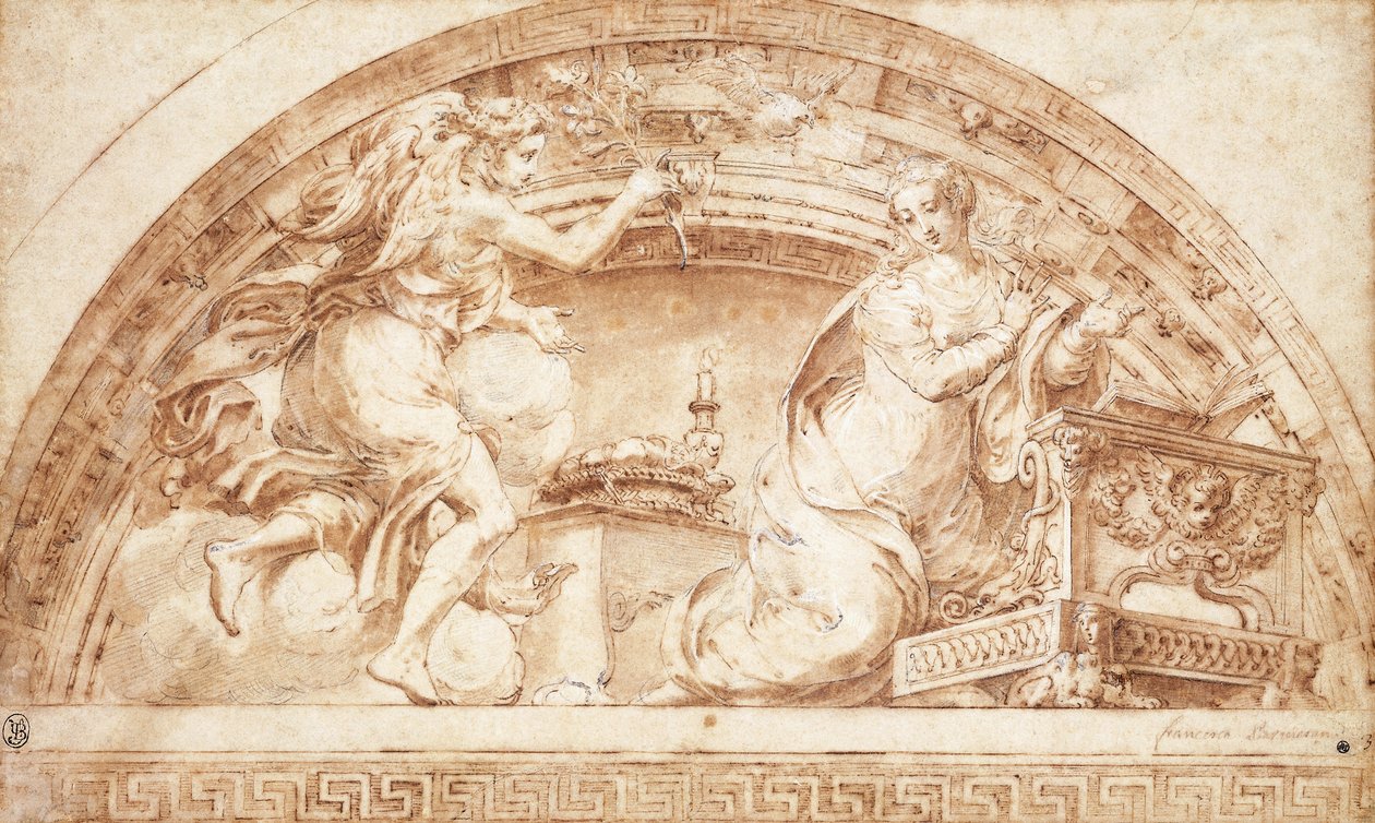 La Anunciación: Un diseño para una luneta de Girolamo Mazzola Bedoli