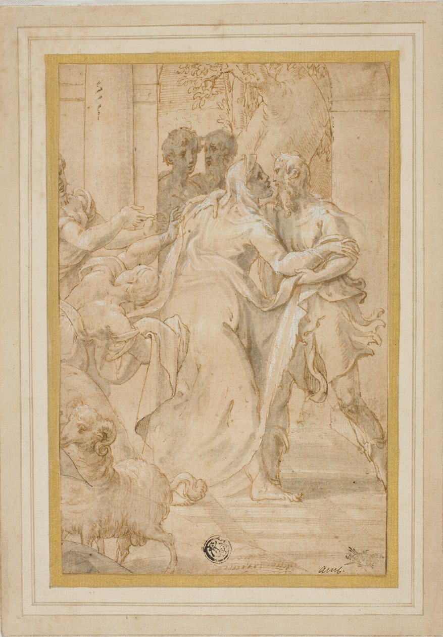 El encuentro de Joaquín y Ana en la Puerta Dorada de Girolamo Mazzola Bedoli