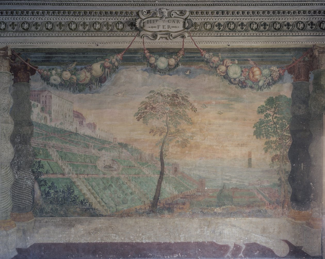 Vista de la Villa basada en el diseño original, Salón de la Fuente de Girolamo Muziano